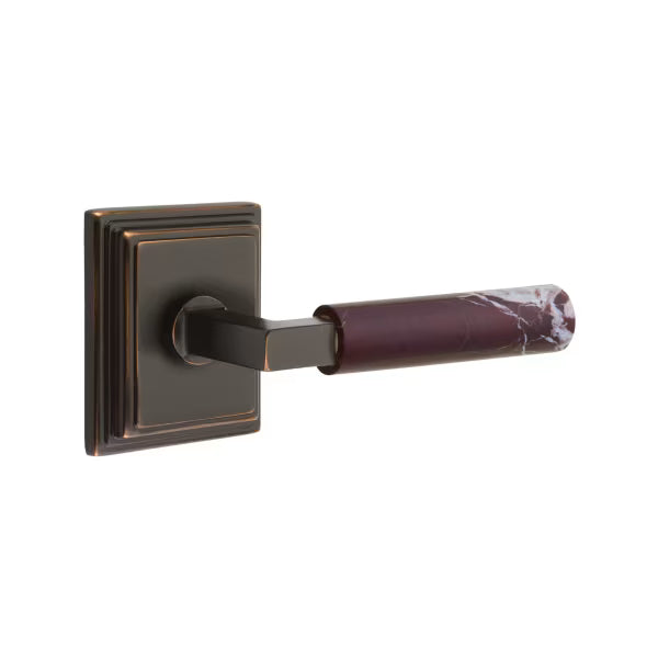 Emtek Rosso Levanto Marble Lever with Wilshire Rosette