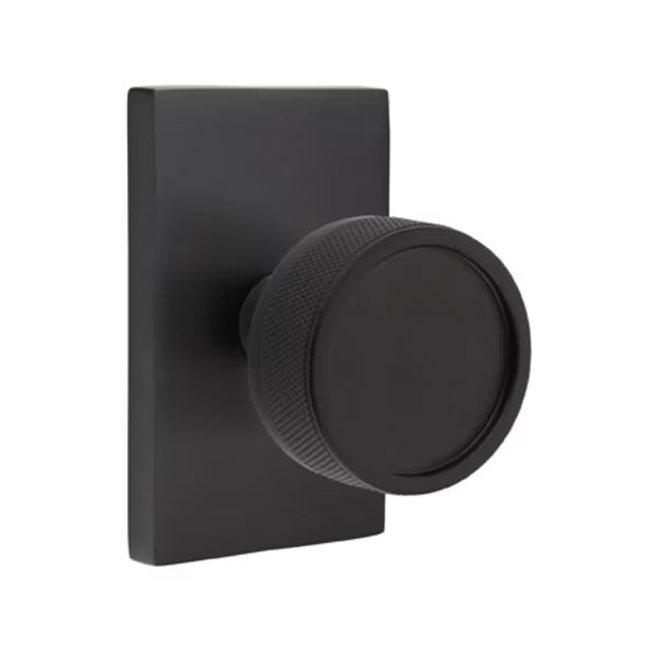 Emtek Knurled Knob with Modern Rectangular Rosette