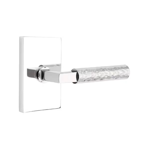 Emtek Hammered Lever with Modern Rectangular Rosette - L-Square