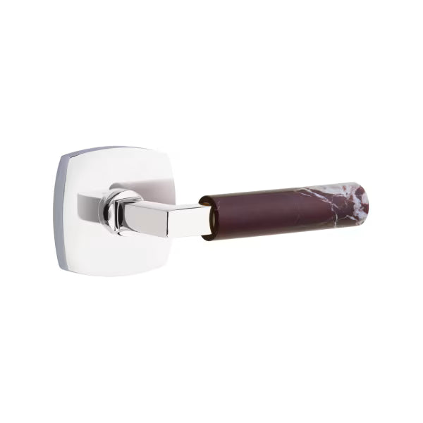 Emtek Rosso Levanto Marble Lever with Urban Modern Rosette