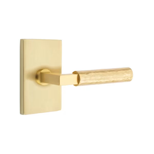 Emtek Hammered Lever with Modern Rectangular Rosette - L-Square