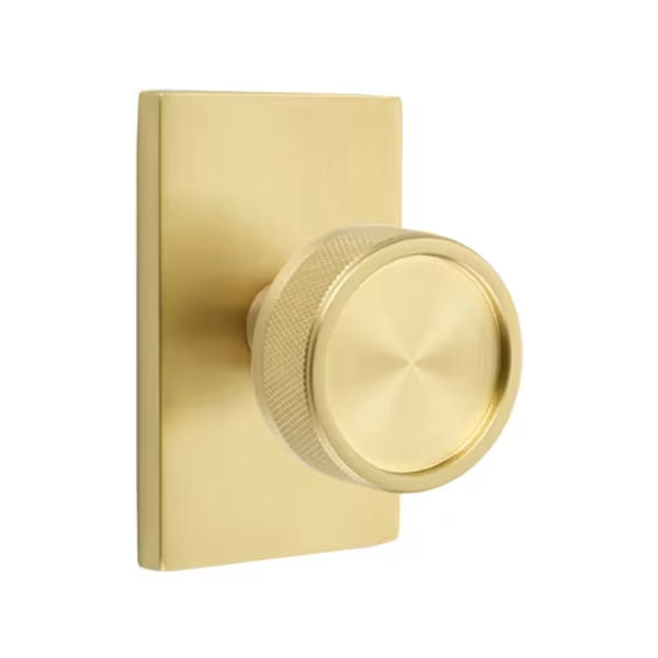 Emtek Knurled Knob with Modern Rectangular Rosette