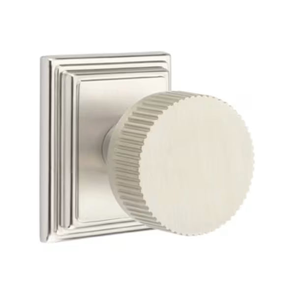 Emtek Conical Straight Knurled Knob Wilshire Rosette