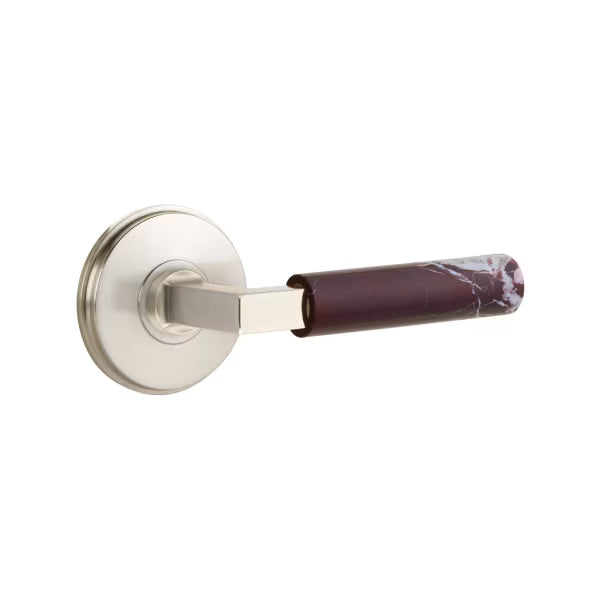 Emtek Rosso Levanto Marble Lever with Watford Rosette