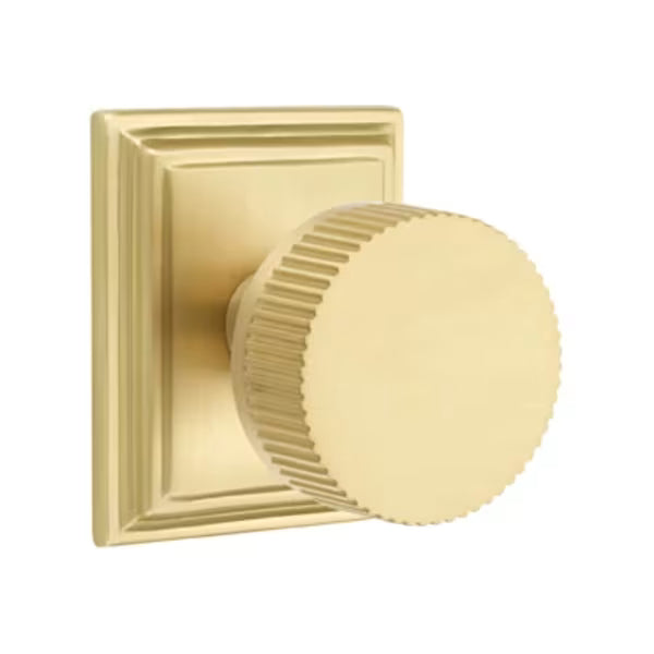 Emtek Conical Straight Knurled Knob Wilshire Rosette