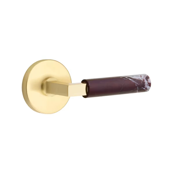 Emtek Rosso Levanto Marble Lever with Disk Rosette