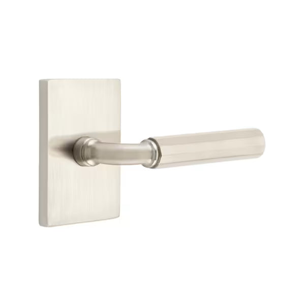Emtek Faceted Lever with Modern Rectangular Rosette - R-Bar