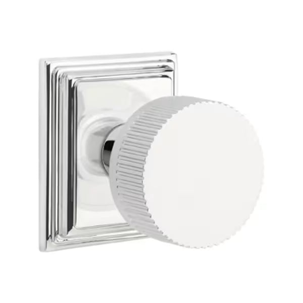Emtek Conical Straight Knurled Knob Wilshire Rosette