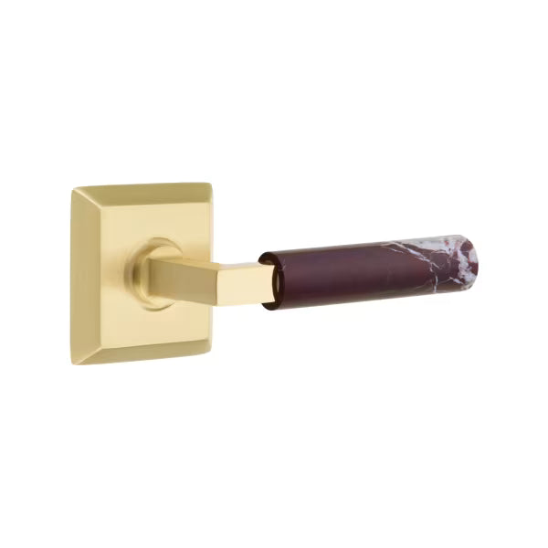 Emtek Rosso Levanto Marble Lever with Quincy Rosette