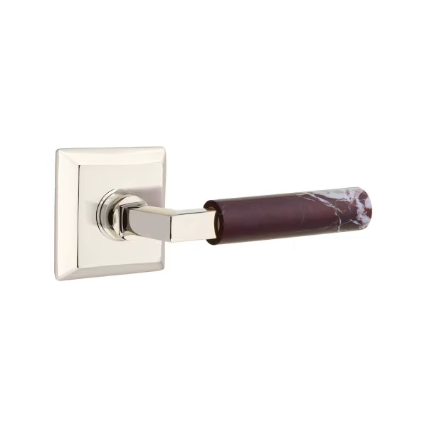 Emtek Rosso Levanto Marble Lever with Quincy Rosette