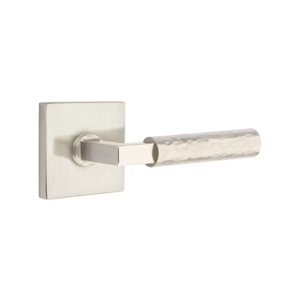 Emtek Hammered Lever with Square Rosette - L-Square