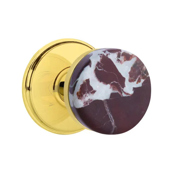 Emtek Conical Rosso Levanto Marble Knob with Watford Rosette