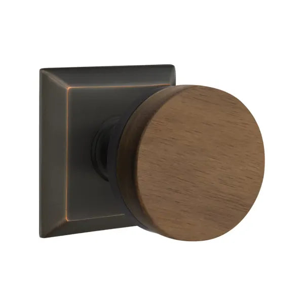 Emtek Conical Dark Walnut Knob with Quincy Rosette