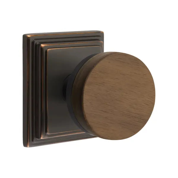 Emtek Conical Dark Walnut Knob with Wilshire Rosette