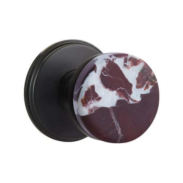 Emtek Conical Rosso Levanto Marble Knob with Watford Rosette