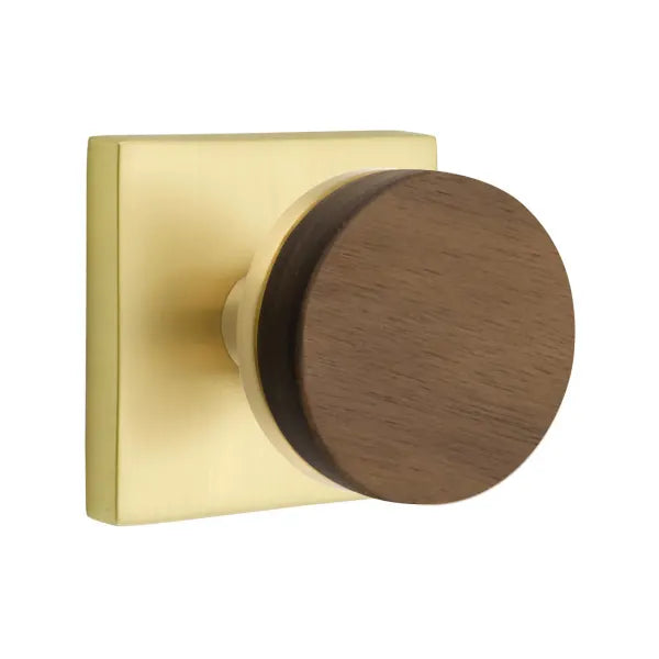 Emtek Conical Dark Walnut Knob with Square Rosette