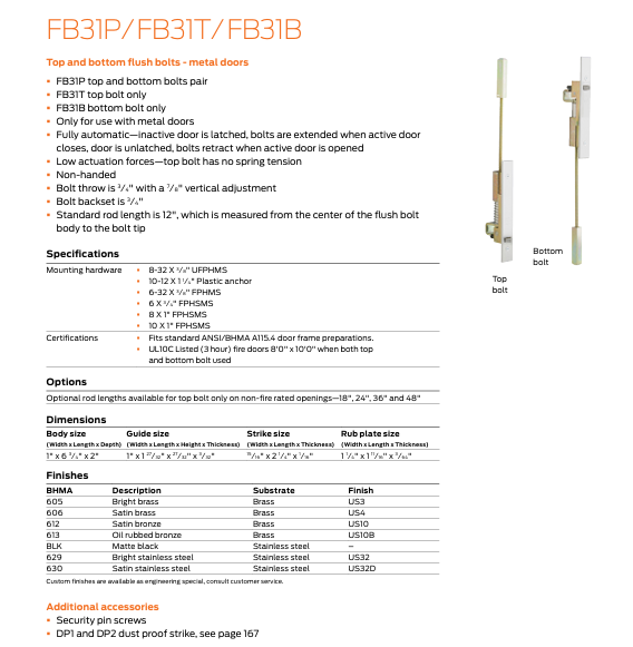Ives - FB31 Automatic Flush Bolts for Metal Doors – US Lock Supply