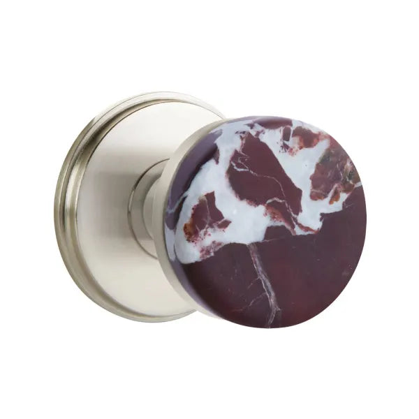 Emtek Conical Rosso Levanto Marble Knob with Watford Rosette