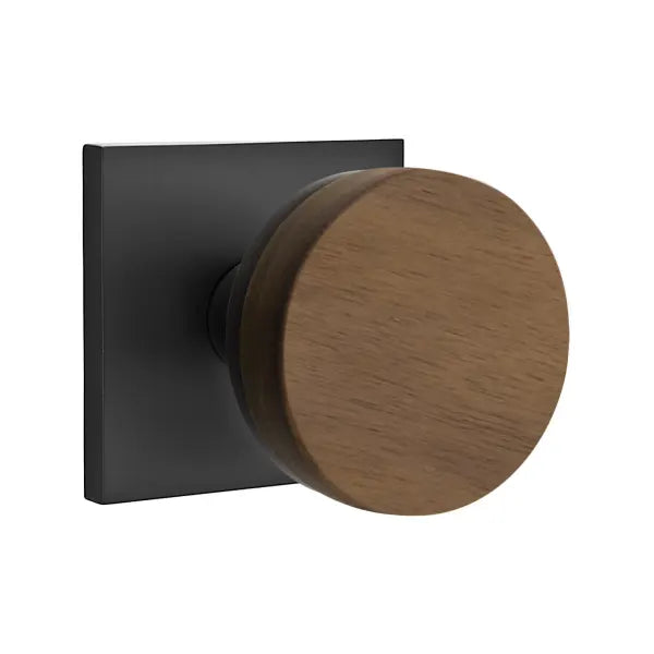 Emtek Conical Dark Walnut Knob with Square Rosette