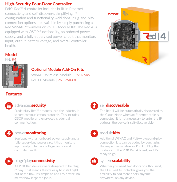 PDK R4 Red 4 Four Door Controller – US Lock Supply