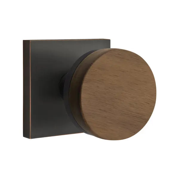 Emtek Conical Dark Walnut Knob with Square Rosette
