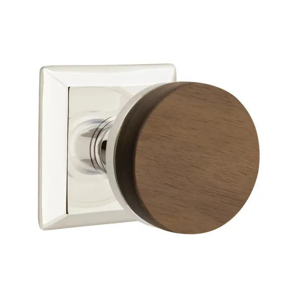 Emtek Conical Dark Walnut Knob with Quincy Rosette
