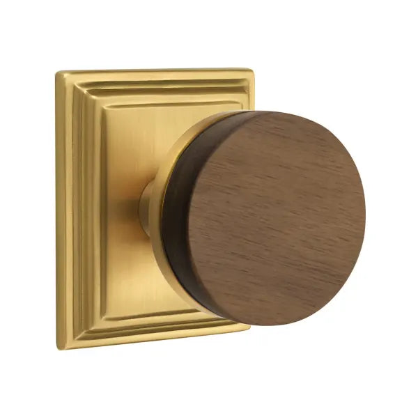 Emtek Conical Dark Walnut Knob with Wilshire Rosette