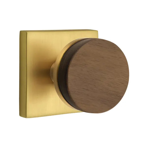 Emtek Conical Dark Walnut Knob with Square Rosette