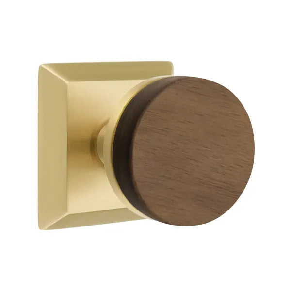 Emtek Conical Dark Walnut Knob with Quincy Rosette