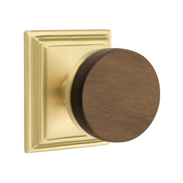 Emtek Conical Dark Walnut Knob with Wilshire Rosette