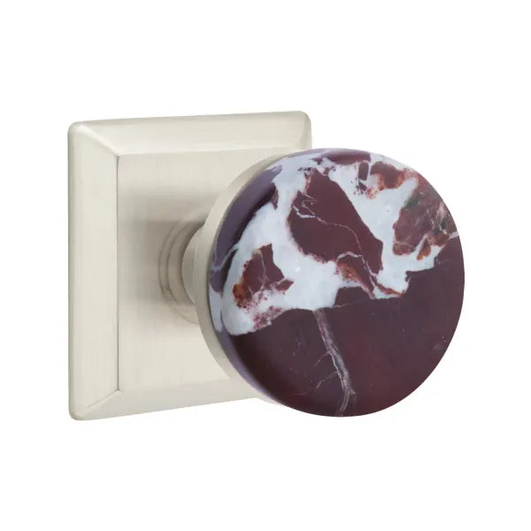 Emtek Conical Rosso Levanto Marble Knob with Quincy Rosette