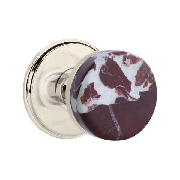 Emtek Conical Rosso Levanto Marble Knob with Watford Rosette
