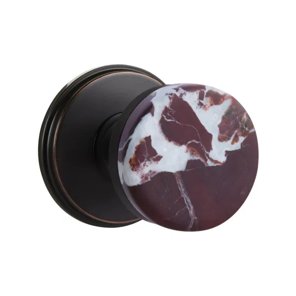 Emtek Conical Rosso Levanto Marble Knob with Watford Rosette