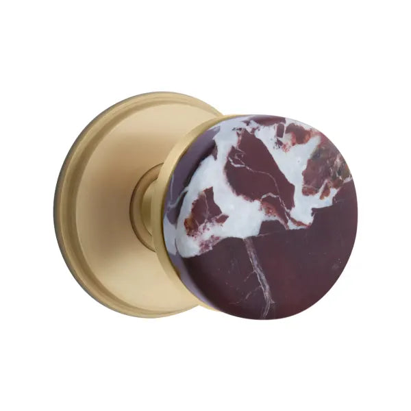 Emtek Conical Rosso Levanto Marble Knob with Watford Rosette