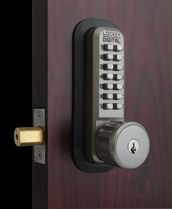 LockeyUSA 2210 Dual Combination Deadbolt Door Lock with Key Override -  Satin Chrome