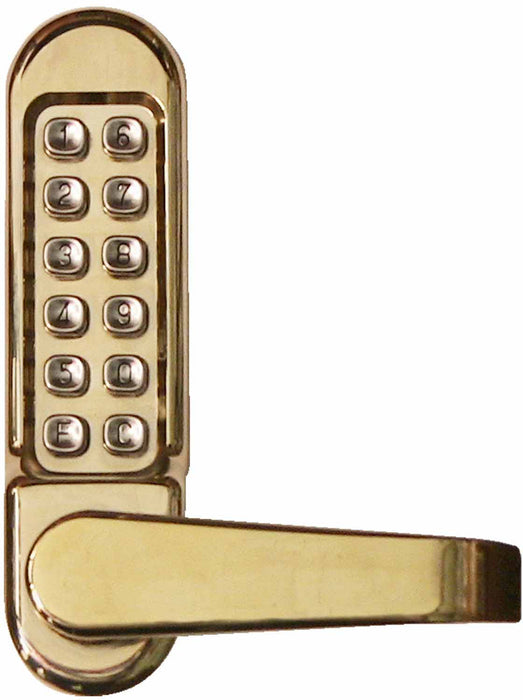 Simplex Pushbutton Mortise Lock w/ Lever Combination Entry-LFIC Schlage-Passage-Lockout Antique Brass RH