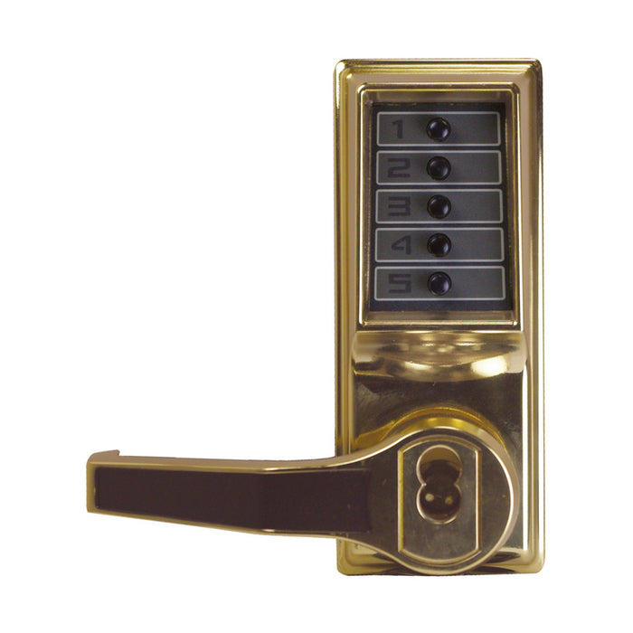 Simplex Pushbutton Mortise Lock w/ Lever Combination Entry-LFIC Schlage-Passage-Lockout-Deadbolt Bright Brass LH
